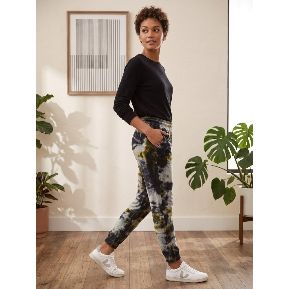 AllSaints Pippa Tie Dye Sweatpants Black Green Grey Velour Joggers